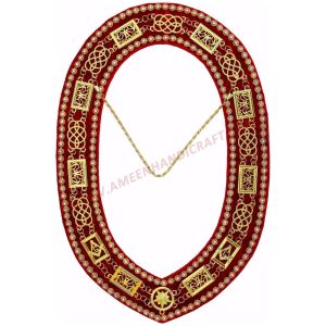 Grand Officers Blue Lodge Chain Collar Gold Plated with Rhinestones