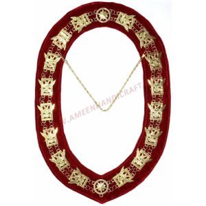 32nd Degree Scottish Rite Chain Collar Wings Up Gold Plated
