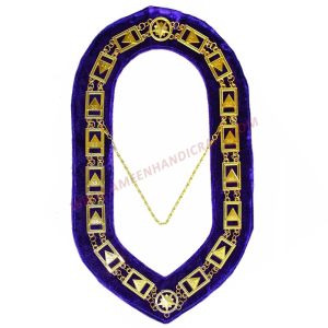 33rd Degree Scottish Rite Chain Collar Purple VelvetGold Plated