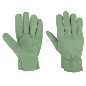 Soft Grey Sheepskin Driving Gloves with Elastic Wrist