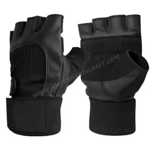 Leather Palm Weightlifting Gloves with Wrist Support
