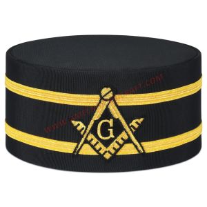 Master Mason Blue Lodge Crown Cap Black With Double Braid