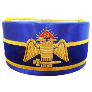 32nd Degree Scottish Rite Crown Cap Wings Down Blue Hand Embroidery