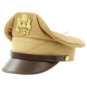 US WWII Officer Visor Crusher Cap Khaki
