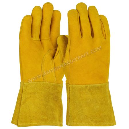 Golden Suede Leather Industrial Welding Gloves