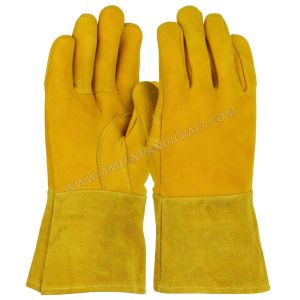 Golden Suede Leather Industrial Welding Gloves