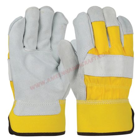 Leather Palm Working Gloves with Safety Cuff
