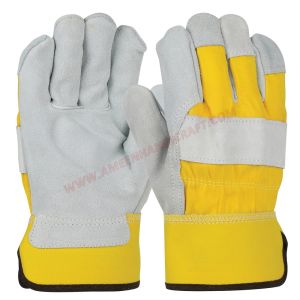 Leather Palm Working Gloves with Safety Cuff
