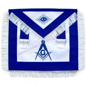 Master Mason Blue Lodge Apron with White Fringe Tassels