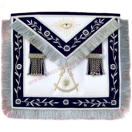 Past Master Blue Lodge Apron Silver Fringe Tassels
