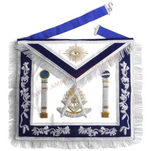 Past Master Blue Lodge Apron Hand Embroidery Bullion With Pillars