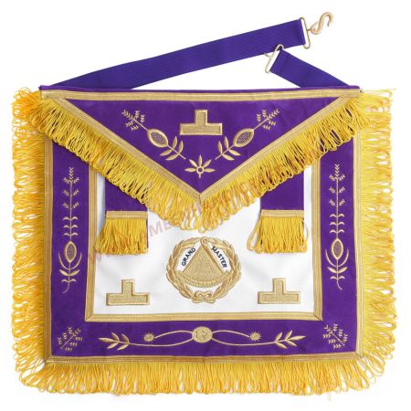 Grand Master Blue Lodge Apron Purple With Gold Emblem