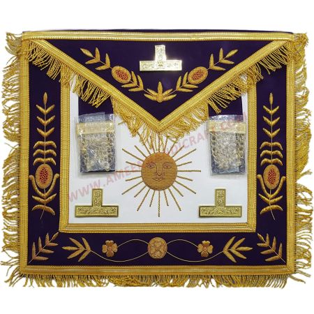 Past Master Blue Lodge Apron Gold Sun & Vinework