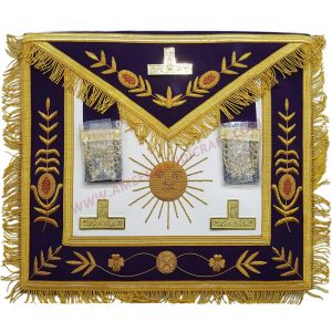 Past Master Blue Lodge Apron Gold Sun & Vinework